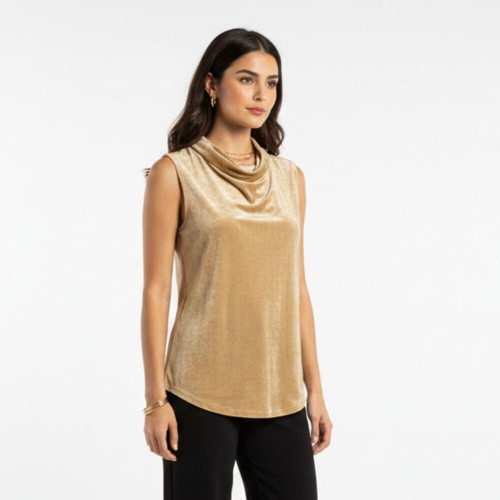 Stella Luce Faux Suede Mock Turtleneck Sleeveless Top XL